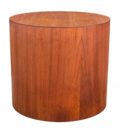Mid Century Danish Modern Round Circular Teak Drum Table as Side or Coffee Table - 3433361
