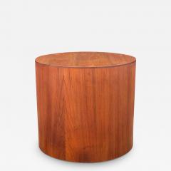 Mid Century Danish Modern Round Circular Teak Drum Table as Side or Coffee Table - 3435196