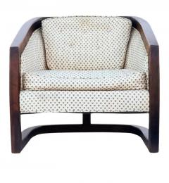 Mid Century Danish Modern Upholstered Lounge Chair with Cantilevered Walnut - 3992446