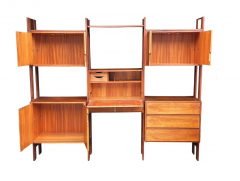 Mid Century Danish Modern Wall Unit with Shelves Cabinets with Desk in Teak - 2768764