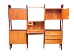 Mid Century Danish Modern Wall Unit with Shelves Cabinets with Desk in Teak - 2768765