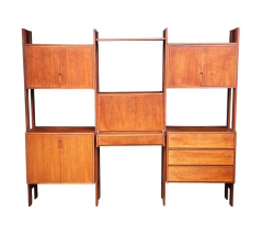 Mid Century Danish Modern Wall Unit with Shelves Cabinets with Desk in Teak - 2768766