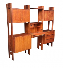 Mid Century Danish Modern Wall Unit with Shelves Cabinets with Desk in Teak - 2768785