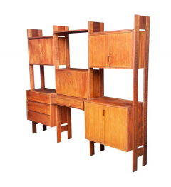 Mid Century Danish Modern Wall Unit with Shelves Cabinets with Desk in Teak - 2768786