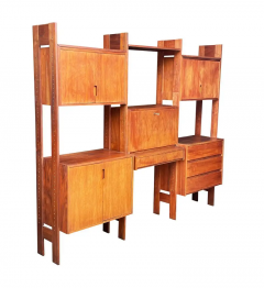 Mid Century Danish Modern Wall Unit with Shelves Cabinets with Desk in Teak - 2768787