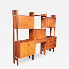 Mid Century Danish Modern Wall Unit with Shelves Cabinets with Desk in Teak - 2769839