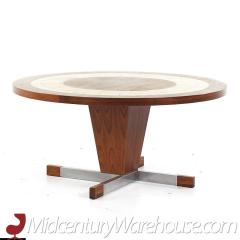 Mid Century Danish Rosewood and Tile Round Coffee Table - 3693347