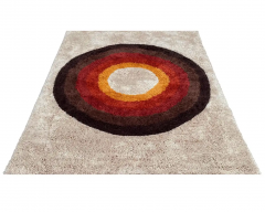 Mid Century Danish Style Rya Area Shag Rug in Modern Bullseye Design - 2567764