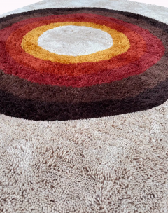 Mid Century Danish Style Rya Area Shag Rug in Modern Bullseye Design - 2567775