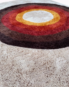 Mid Century Danish Style Rya Area Shag Rug in Modern Bullseye Design - 2567776