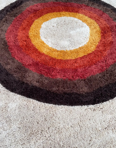 Mid Century Danish Style Rya Area Shag Rug in Modern Bullseye Design - 2567777