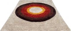 Mid Century Danish Style Rya Area Shag Rug in Modern Bullseye Design - 2571843