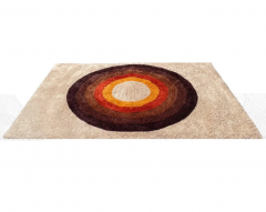 Mid Century Danish Style Rya Area Shag Rug in Modern Bullseye Panton Design - 2592141