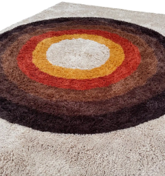 Mid Century Danish Style Rya Area Shag Rug in Modern Bullseye Panton Design - 2592156