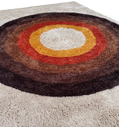 Mid Century Danish Style Rya Area Shag Rug in Modern Bullseye Panton Design - 2592157