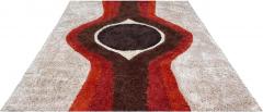 Mid Century Danish Style Rya Area Shag Rug in Red Orange Modern Design - 2584161