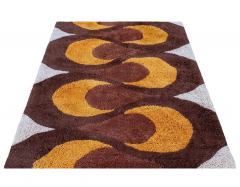 Mid Century Danish Style Rya Area Shag Rug in Teardrop Design after Panton - 2567854