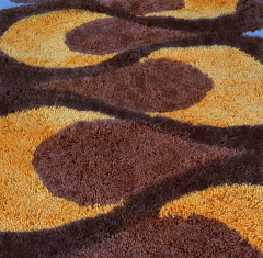 Mid Century Danish Style Rya Area Shag Rug in Teardrop Design after Panton - 2567858