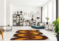Mid Century Danish Style Rya Area Shag Rug in Teardrop Design after Panton - 2567860