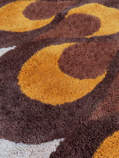 Mid Century Danish Style Rya Area Shag Rug in Teardrop Design after Panton - 2567862