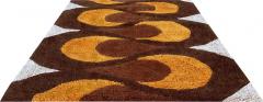 Mid Century Danish Style Rya Area Shag Rug in Teardrop Design after Panton - 2571850