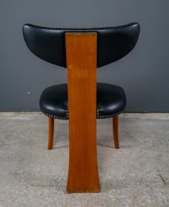 Mid Century Danish Teak Leather Tri leg Boudoir Chair - 2431997