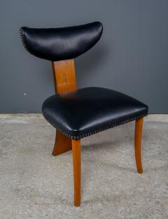 Mid Century Danish Teak Leather Tri leg Boudoir Chair - 2432000