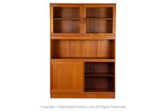 Mid Century Danish Teak Sliding Door Credenza Buffet Hutch - 3896248