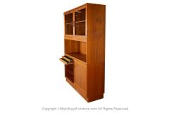 Mid Century Danish Teak Sliding Door Credenza Buffet Hutch - 3896254