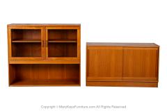 Mid Century Danish Teak Sliding Door Credenza Buffet Hutch - 3896263