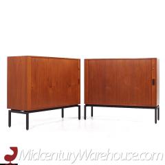 Mid Century Danish Teak Tambour Door Credenza Pair - 3692352