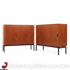 Mid Century Danish Teak Tambour Door Credenza Pair - 3692353