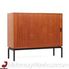 Mid Century Danish Teak Tambour Door Credenza Pair - 3692356