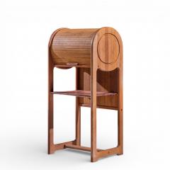 Mid Century Danish Teak Tambour Door Foyer Entry Console Phone Table - 4444069