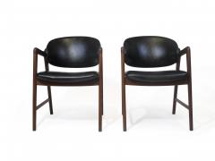 Mid Century Danish Walnut Arm Chairs in Black - 1842710