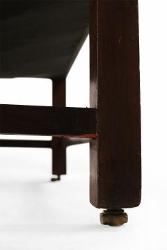 Mid Century Dark Brown Tufted Leather Psychiatrist Couch - 3171446