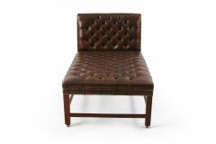 Mid Century Dark Brown Tufted Leather Psychiatrist Couch - 3171447