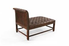 Mid Century Dark Brown Tufted Leather Psychiatrist Couch - 3171449