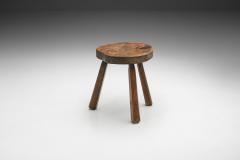Mid Century Dark Wood Tripod Stool Europe ca 1950s - 2331128