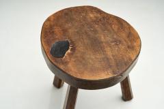 Mid Century Dark Wood Tripod Stool Europe ca 1950s - 2331131
