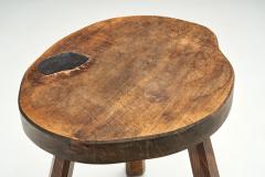 Mid Century Dark Wood Tripod Stool Europe ca 1950s - 2331132