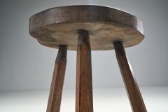 Mid Century Dark Wood Tripod Stool Europe ca 1950s - 2331134
