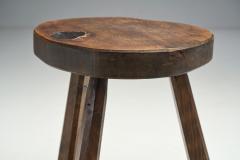 Mid Century Dark Wood Tripod Stool Europe ca 1950s - 2331135