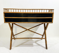 Mid Century Desk Bamboo and Black Lacquer by E Murio 1960s - 3519979