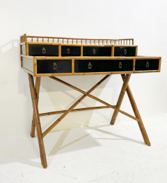 Mid Century Desk Bamboo and Black Lacquer by E Murio 1960s - 3519980