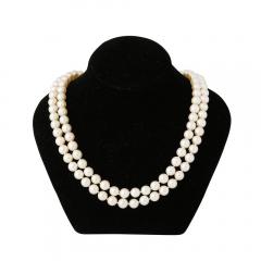 Mid Century Double Strand Pearls with Diamond Clasp - 4233635