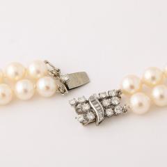 Mid Century Double Strand Pearls with Diamond Clasp - 4233814