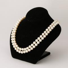 Mid Century Double Strand Pearls with Diamond Clasp - 4233818