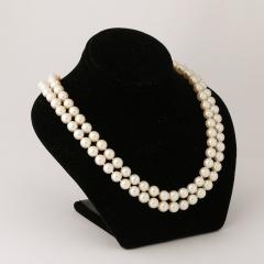 Mid Century Double Strand Pearls with Diamond Clasp - 4233819