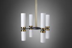 Mid Century Dutch Chandelier with Opal Glass Shades The Netherlands 1960s - 1913535